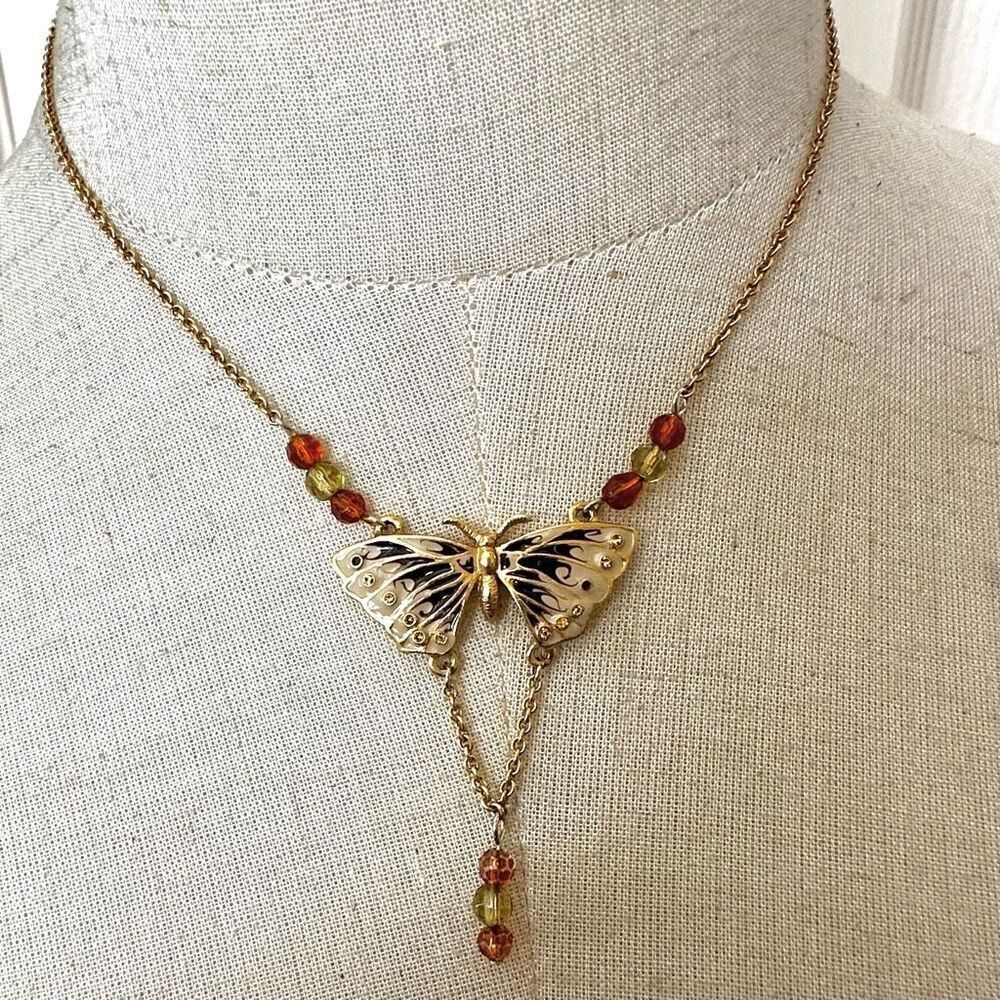 Cookie Lee butterfly beaded pendant necklace